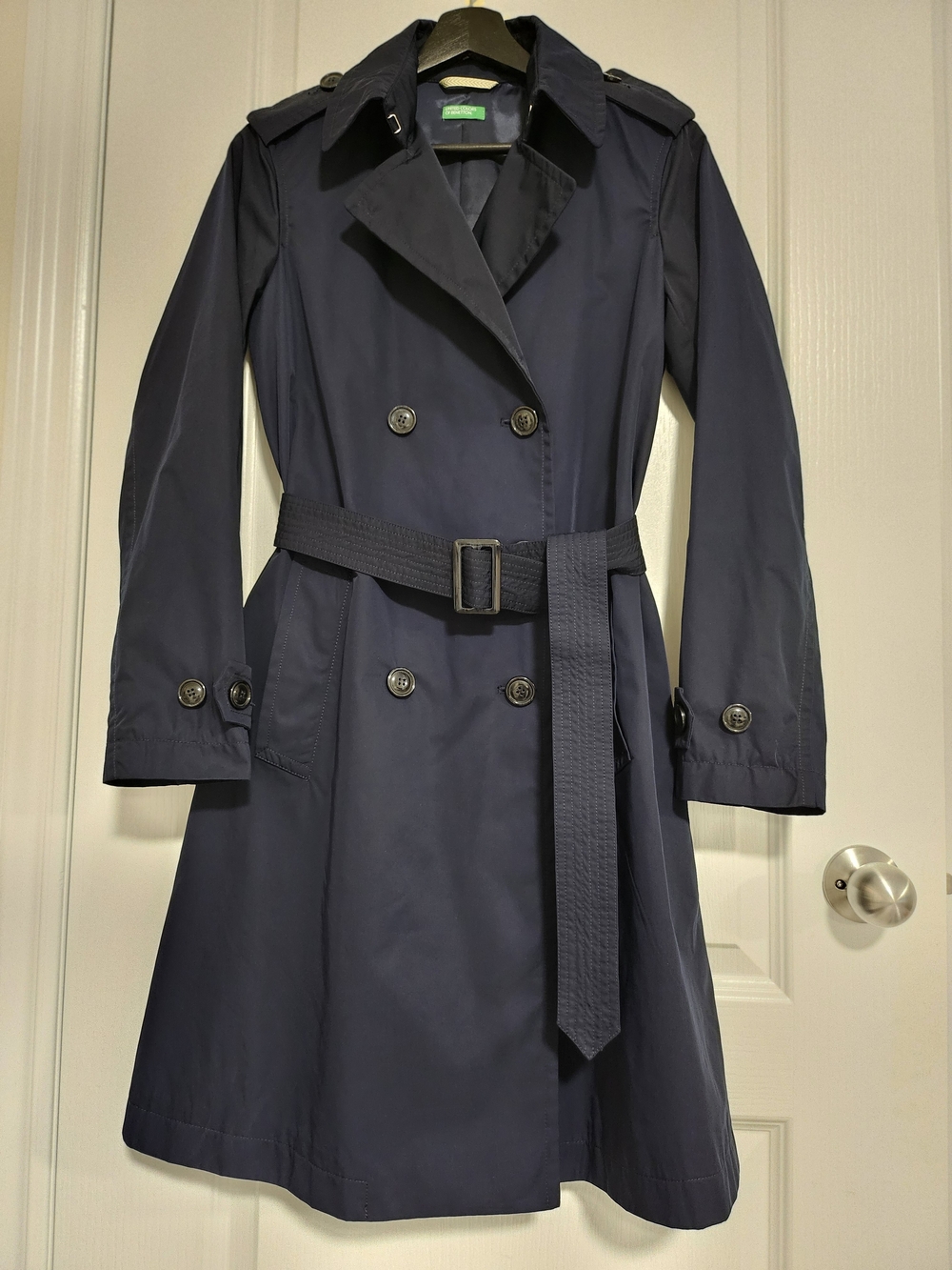 United Colors Of Benetton Navy Double-Breasted Trench Coat with Belt